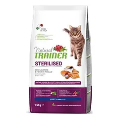 NATURAL TRAINER CAT SALMON STERILIZUOTOMS KATĖMS SU LAŠIŠA 1kg. – 10kg.