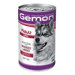 Gemon maxi adult konservuotas pašaras suaugusiems šunims su jautiena ir ryžiais 1250g parduotuvėje petreon.lt