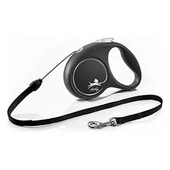 FLEXI Black Design pavadėlis juodas S - 5 m iki 12 kg - virvė