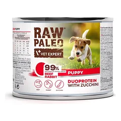 RAW PALEO Beef Rabbit Puppy 200g jautienos drėgnas maistas su triušiena šuniukams