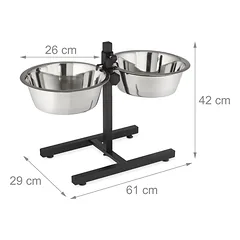 Šunų šėrykla su dubenėliais Relaxdays, 2 dubenėliai, 2 × 4,5 l, 61 × 42 × 29 cm — 4 nuotrauka