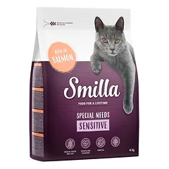 Smilla Adult begrūdis Sensitive su lašiša, sausas maistas katėms, > 10 kg — 4 nuotrauka