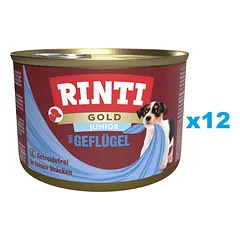 RINTI Gold Junior Poultry Mini paukštiena mažų veislių šuniukams 12x185 g