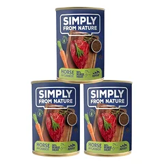 SIMPLY FROM NATURE Šlapias šunų maistas Arkliena su sėmenimis 3 x 400 g