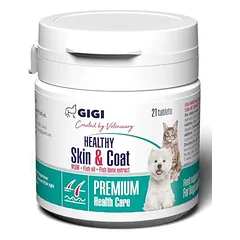 GIGI Healthy Skin & Coat papildai katėms ir šunims, odai ir kailiui 21 tabl.