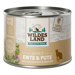 WILDES LAND duck&turkey begrūdžiai konservai katėms su antiena ir kalakutiena, 200 g
