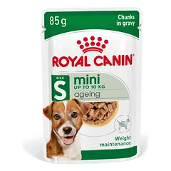 ROYAL CANIN Mini ageing 8+ drėgnas maistas padaže suaugusiems vyresniems nei 8 metų amžiaus mažų veislių šunims 48x85 g