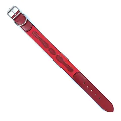 Šunų antkaklis su odiniais elementais, S, raudonas, su odiniais elementais,  45-52 cm — 1 nuotrauka