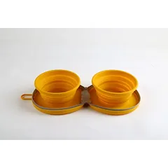Gyvūnų augintinių dubenėlis, geltonas, 2 x 0,76 l, 18,3x17,5x4,3 cm — 2 nuotrauka