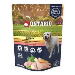 Konservuotas šunų maistas - Ontario Dog Chicken su daržovėmis sultinyje, 300 g