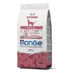 Monge sterilizuotoms katėms monoproteininis maistas su jautiena, 1,5 kg