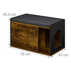 Spintelė kraiko dėžutei Relaxdays, 1 uždaras ir 1 atviras skyrius, 75 × 45,5 × 43 cm — 4 nuotrauka
