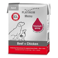 PLATINUM MENU Beef + Chicken paštetas šunims su jautiena ir vištiena 375g