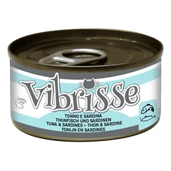 Vibrisse Natural Tuna & Sardine drėgnas pašaras suaugusioms katėms su tunu ir sardinėmis, virtas garuose, be dažiklių ir konservantų, 70 g nuotrauka