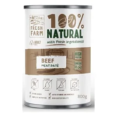 Prefera Fresh Farm Smooth Pate With Beef visavertis pašteto pavidalo drėgnas maistas šunims su jautiena, 800 g