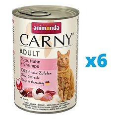 ANIMONDA Carny rinkinys Jautiena / kalakutiena / krevetėsi 6 x 400 g