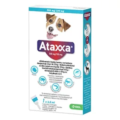 Ataxxa užlašinamas tirpalas šunims nuo erkių, blusų ir uodų, (4–10 kg), 500 mg/100 mg