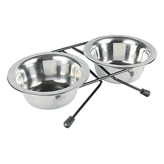 Trixie Eat On Feet Bowl Set nerūdijančio plieno stovas su dubenėliais katėms ir šunims, 2×0.2 l, ø 10 cm