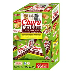 Churu Fun Bites skanėstas katėms su vištiena ir moliūgu suktinukai 96g