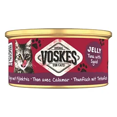 VOSKES Jelly Tuna with Squid 85 g tunas su kalmarais želė, papildomas maistas katėms