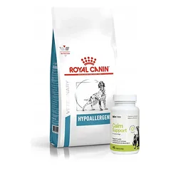 ROYAL CANIN Hypoallergenic DR21 14kg + LAB-V Calm Support - streso ir elgesio sutrikimų simptomų palaikymas 45 kapsulės