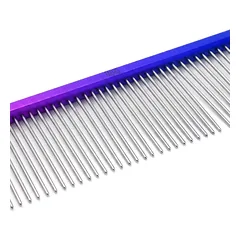 TAURO aliumininės šunų ir kačių šukos, tankių ir retų dantų, 22,5 cm, mėlynos-violetinės, pt-35 — 3 nuotrauka