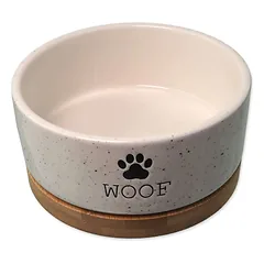 Dog Fantasy keramikinis dubenėlis su neslystančiu bambukiniu padėklu, 400ml