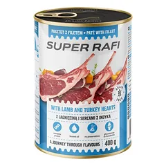 SUPER RAFI su aviena ir kalakutų širdimis 400 g šlapias maistas šunims