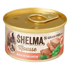 Shelma Cat Mousse losos, špenát, rozmarýn GF, konzerva 85 g
