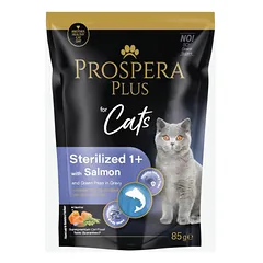 Prospera Plus Cat Sterilized 1+ Salmon & Green Peas in Gravy 85 g nuotrauka