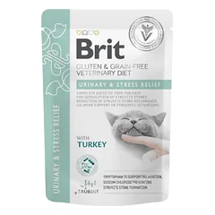 Brit Grain Free Veterinary Diets Urinary And Stress Relief gydomasis maistas katėms su šlapimo takų ir streso palaikymu, 85 g nuotrauka