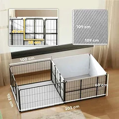Šuniukų gimdymo dėžė, 7 panelių, 203 × 102 × 60 cm — 3 nuotrauka