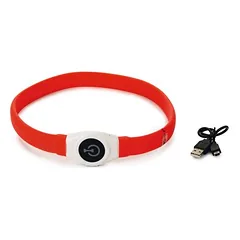 Beeztees antkaklis šunims Safety Gear Glowy USB, platus, raudonas