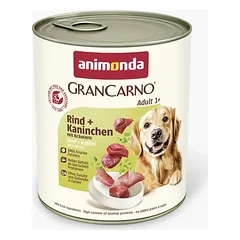 Animonda GranCarno Adult Beef + Rabbit with Herbs: konservai suaugusiems šunims su šviežia jautiena ir triušiena, paskaninta žolelėmis, 800 g