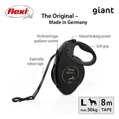 Flexi Black Design Giant juostinis, juodas pavadėlis šunims, L, 8 m — 2 nuotrauka