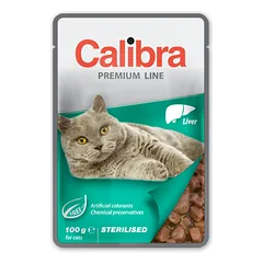 CALIBRA Cat Premium Line Sterilised Liver 100 g su kepenimis sterilizuotoms katėms parduotuvėje mumbo.lt