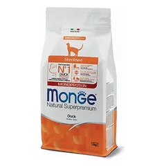 MONGE Sterilised Adult sausas pašaras sterilizuotoms suaugusioms katėms su antiena, 1,5 kg