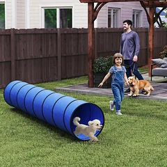 Agility tunelis šunims 300x50 cm, su 4 kuoliukais ir krepšiu, mažiems ir vidutiniams šunims, mėlynas — 2 nuotrauka
