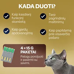 Skin&Coat suaugusių kačių kreminiai funkciniai skanėstai su vištiena ir silke, 4x15 g — 4 nuotrauka