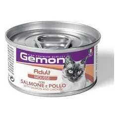Gemon Cat Mousse Adult su lašiša ir vištiena, drėgnas maistas katėms 85 g parduotuvėje petreon.lt