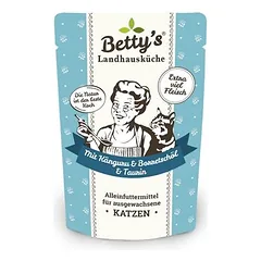 Betty´s Landhausküche katėms su agurklių aliejumi, maišeliai 12 x 100 g, Vištiena ir veršiena — 4 nuotrauka