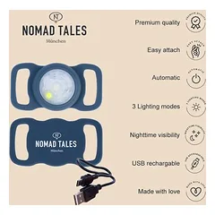 Nomad Tales Bloom lemputė antkakliui ir petnešoms, mėlyna — 4 nuotrauka