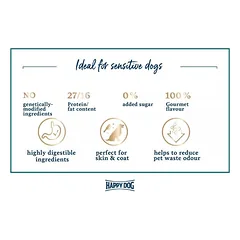 Happy Dog XS Mini Bali visavertis pašaras mažų veislių suaugusiems šunims su vištiena ir ciberžole, 300 g — 2 nuotrauka