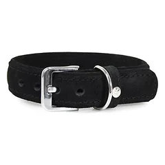 Das Lederband Hundehalsband Toronto schwarz/schwarz