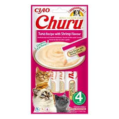 INABA Churu Tuna with shrimp 4x14g tunas su krevetėmis katėms