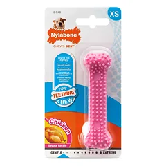 Nylabone Šuniuko Dantų Kaulas Vištiena - saugus dantų kramtukas šuniukams, su vištienos skoniu