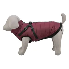 Trixie Pirou žieminė striukė šunims su petnešomis (bordo) — 4 nuotrauka