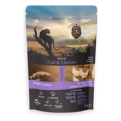 AMBROSIA Cat Adult & Sterilized Cod & Chicken 85g konservai katėms su menke ir vištiena nuotrauka