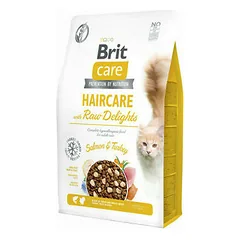 Brit Care Cat Haircare Raw Delights su lašiša ir kalakutiena, sausas maistas katėms 2 kg — 3 nuotrauka