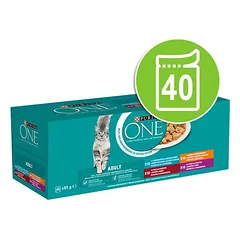 PURINA ONE Adult mišrus rinkinys, drėgnas maistas katėms 40 x 85 g